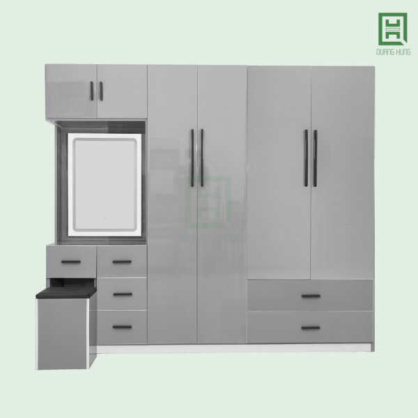 Tủ Quần Áo Nhựa Đài Loan 6 Cánh Mở + 6 Hộc Kéo + Bàn Trang Điểm