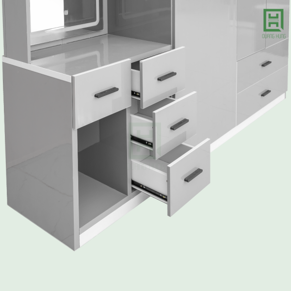 Tủ Quần Áo Nhựa Đài Loan 6 Cánh Mở + 6 Hộc Kéo + Bàn Trang Điểm