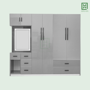 DL6CM6HBTD (6) ủ Quần Áo Nhựa Đài Loan Quang Hùng 6 Cánh Mở + 6 Hộc Kéo + Bàn Trang Điểm