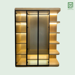 EKNCKKTT Tủ Quần Áo Nhựa Ecoplast Khung Nhôm Cánh Kính Có Kệ