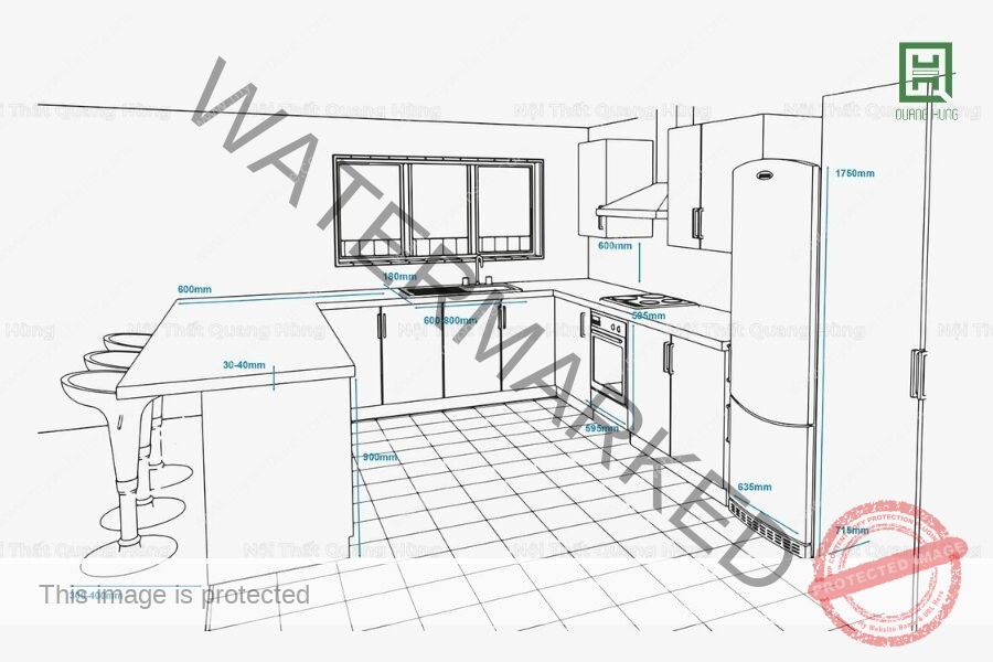 Khoảng cách, kích thước tủ bếp tiêu chuẩn