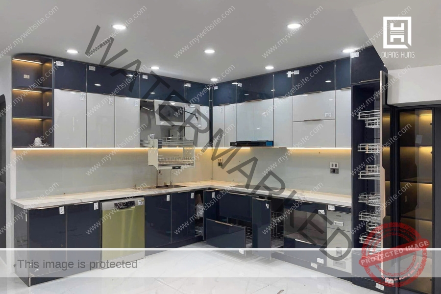 Hệ tủ bếp từ inox đẹp sang trọng