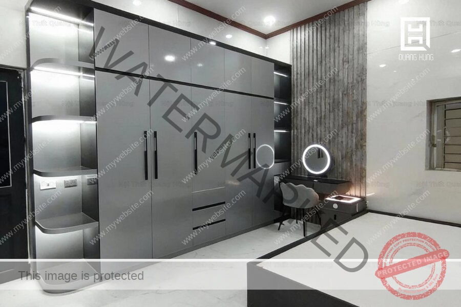 Phòng ngủ sang trọng tone màu xám