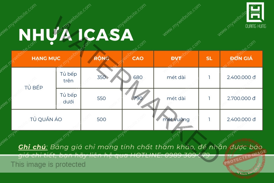 Cập nhật báo giá nhựa ICASA mới nhất tại Quang Hùng
