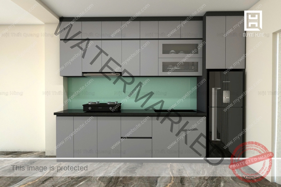 Tủ bếp chữ I đơn giản