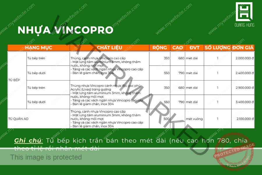 Cập nhật báo giá nhựa Vincopro mới nhất