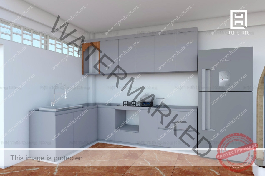 Hệ tủ bếp chữ L cho nhà cấp 4