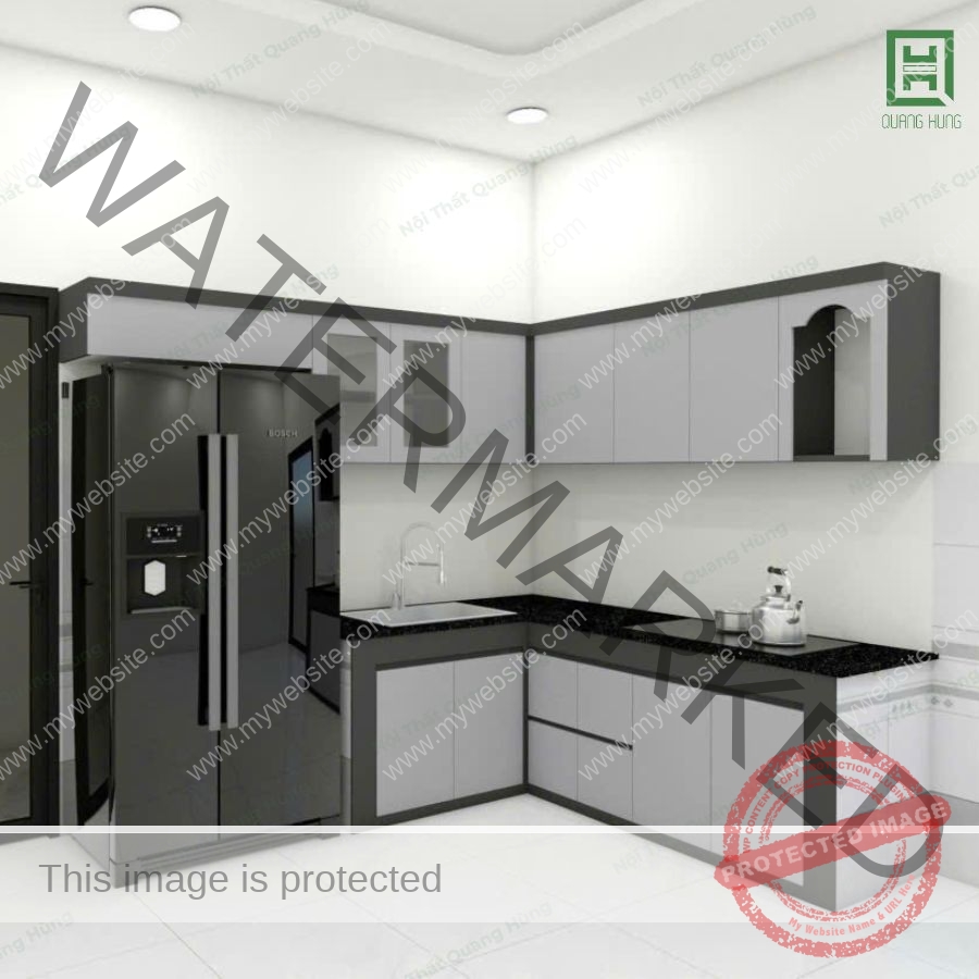 Thiết kế tủ bếp chữ L cho căn hộ chung cư Tủ Bếp Nhựa Ecoplast - TCETB02