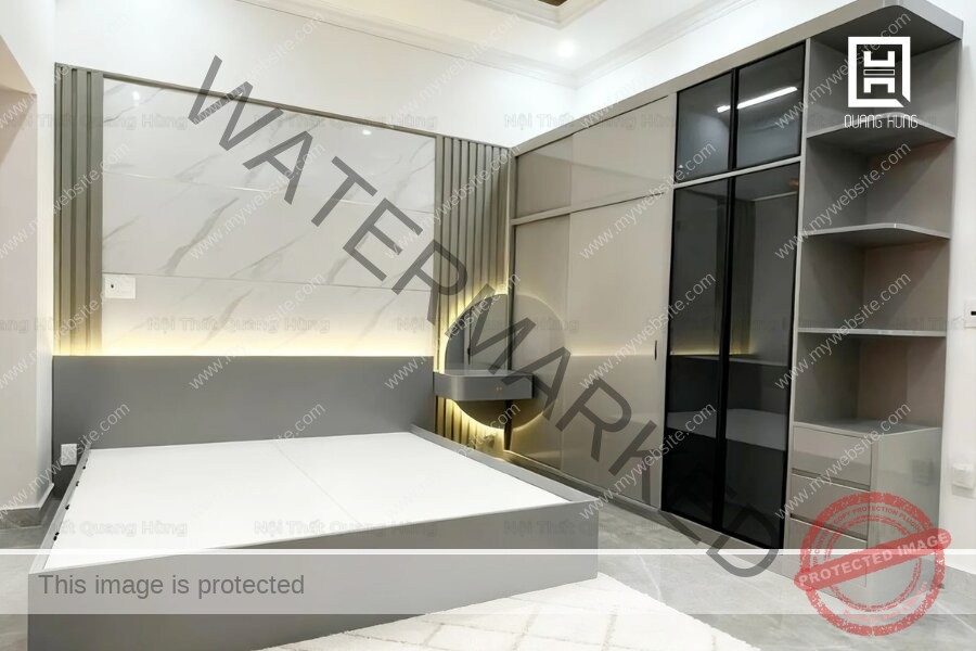 Gợi ý giường ngủ nhựa tone màu xám nền nã