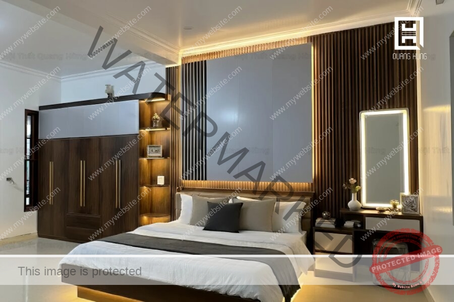 Phòng ngủ màu nâu sang trọng, đẳng cấp