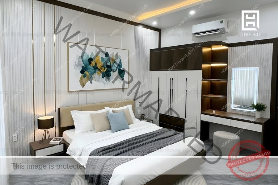 Phòng ngủ màu nâu với đường nét Tân cổ điển