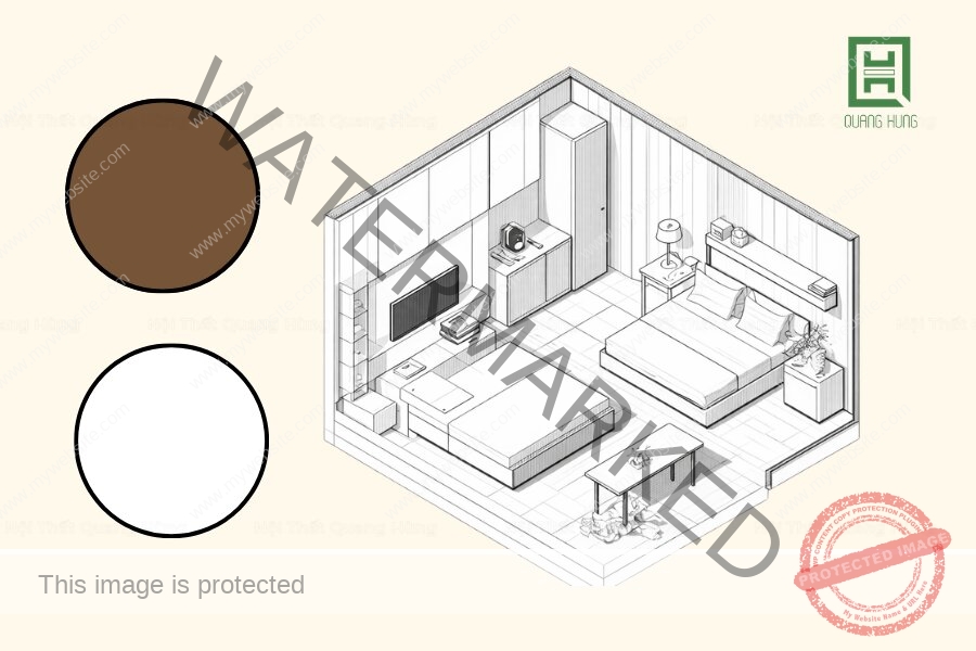 Sự kết hợp màu nâu - trắng cho thiết kế phòng ngủ