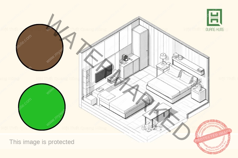 Màu xanh lá kết hợp với nâu gợi liên tưởng đến thiên nhiên