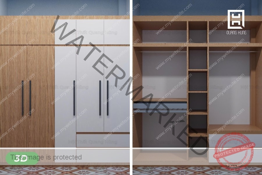 Hệ tủ áo cánh mở 5 cánh hiện đại