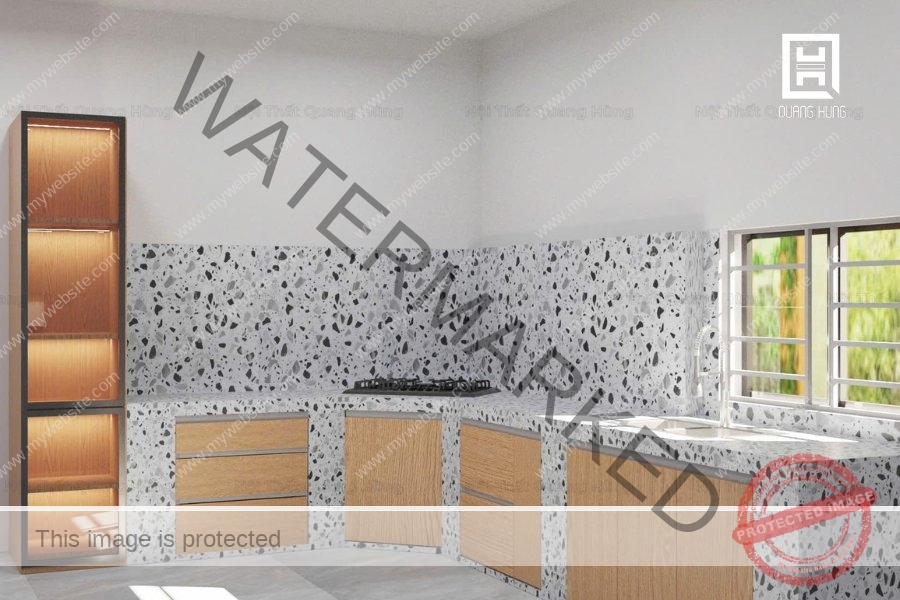 Thiết kế bếp chữ L tận dụng tối đa góc chết