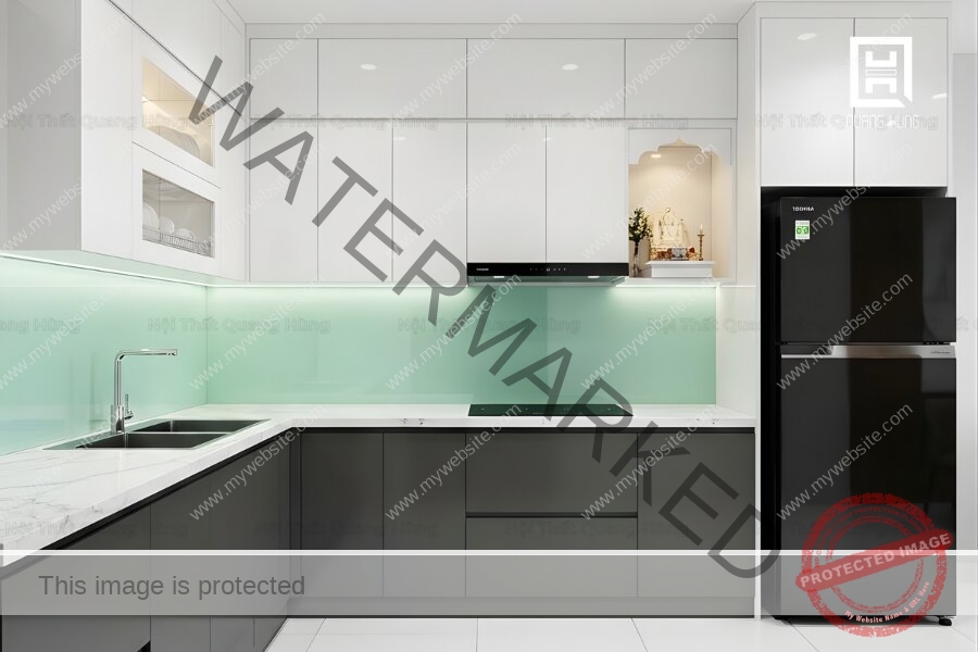 Tủ bếp màu trắng phù hợp với mọi không gian