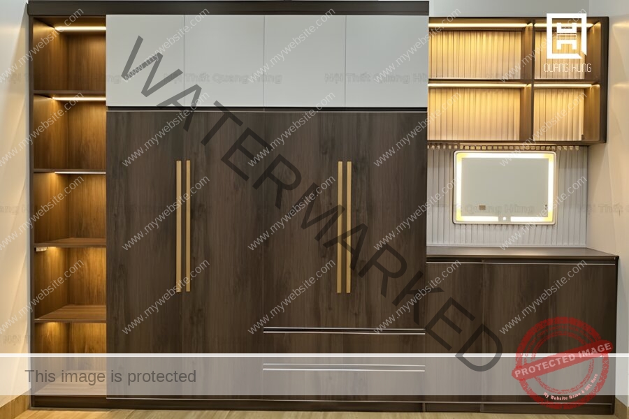 Mẫu tủ quần áo nhựa Ecoplast tích hợp bàn trang điểm 