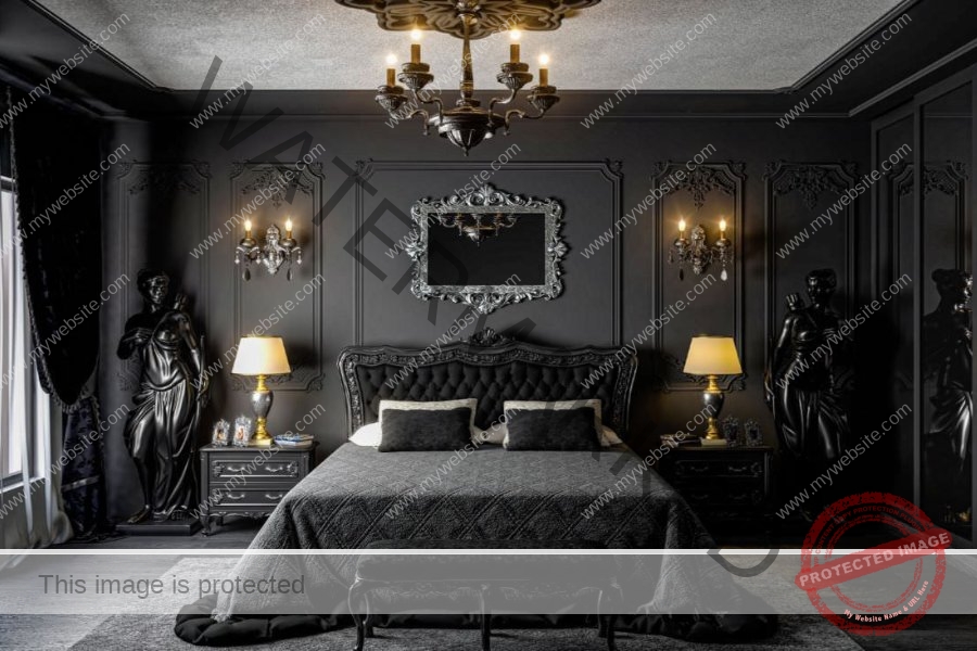 Phòng ngủ màu đen phong cách Tân cổ điển