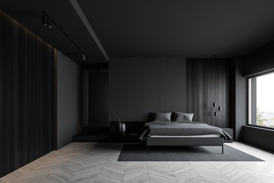 Phòng ngủ màu đen cho nam cá tính