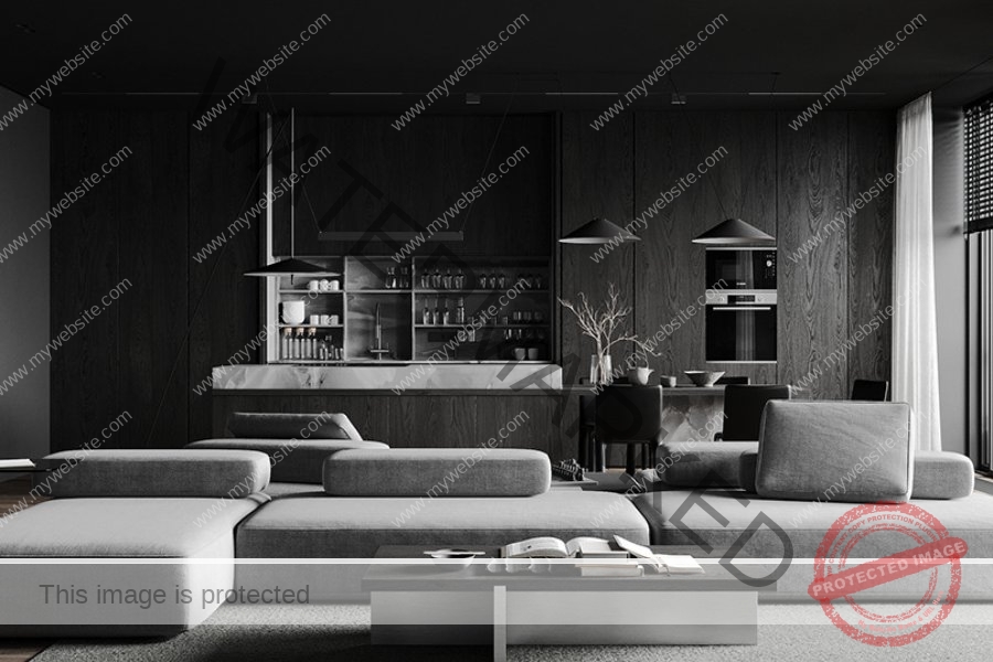 Phòng khách màu đen sang trọng