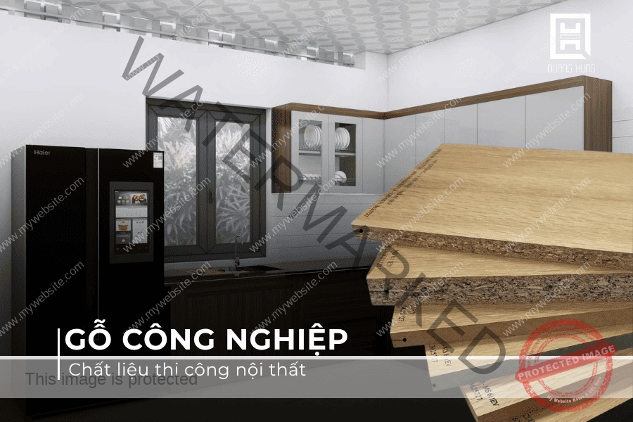 Thi công nội thất nhà phố bằng chất liệu gỗ công nghiệp