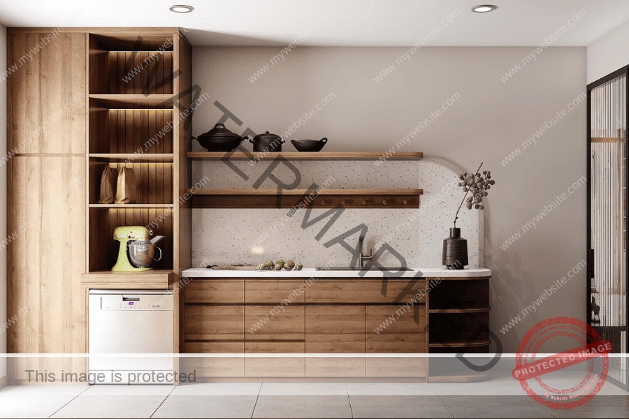 Tủ bếp nhựa Ecoplast màu vân gỗ sang trọng