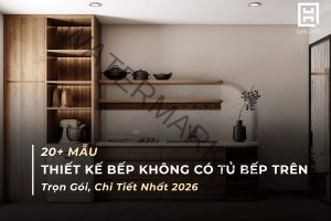 Thiết kế bếp không có tủ bếp trên