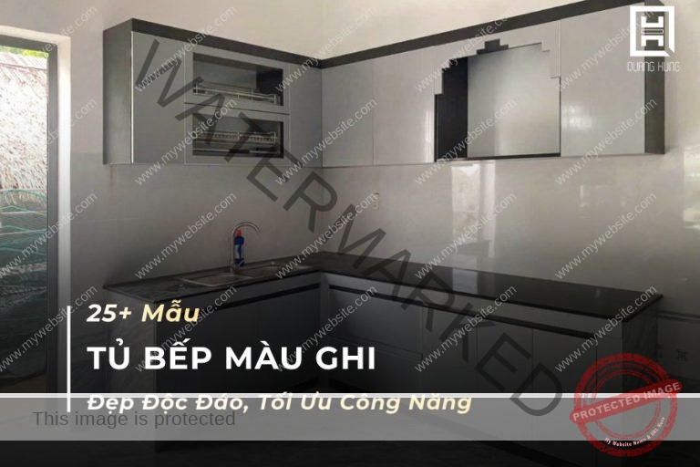 Tủ bếp màu ghi