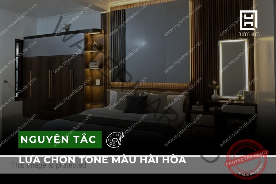 Decor phòng ngủ vợ chồng với tone màu hài hòa