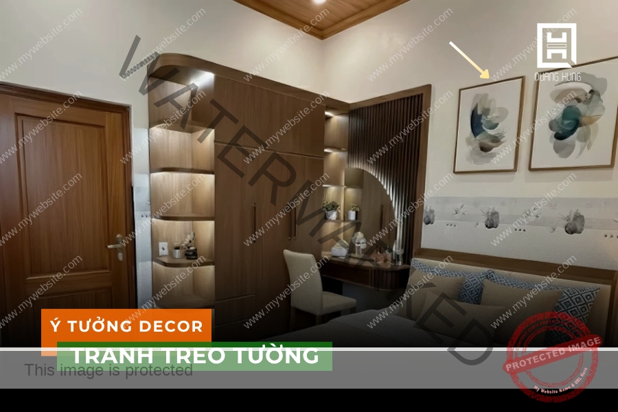 Decor phòng ngủ vợ chồng với tranh treo tường
