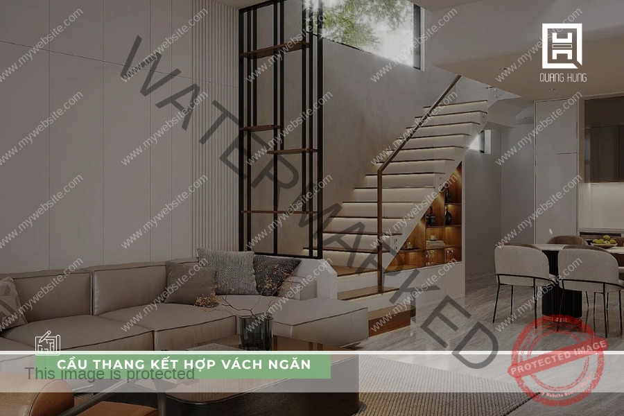 Bố trí cầu thang kết hợp vách ngăn