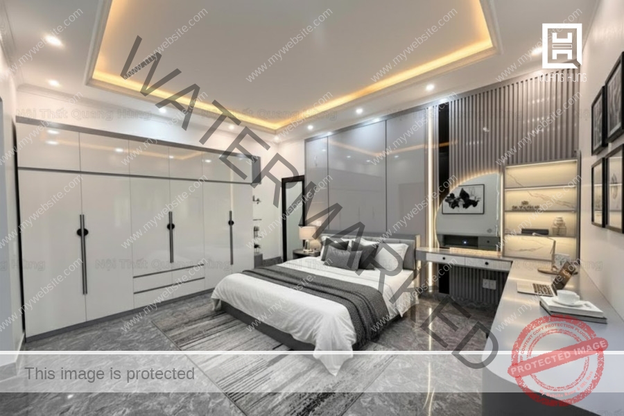 Mẫu thiết kế phòng màu xám hiện đại