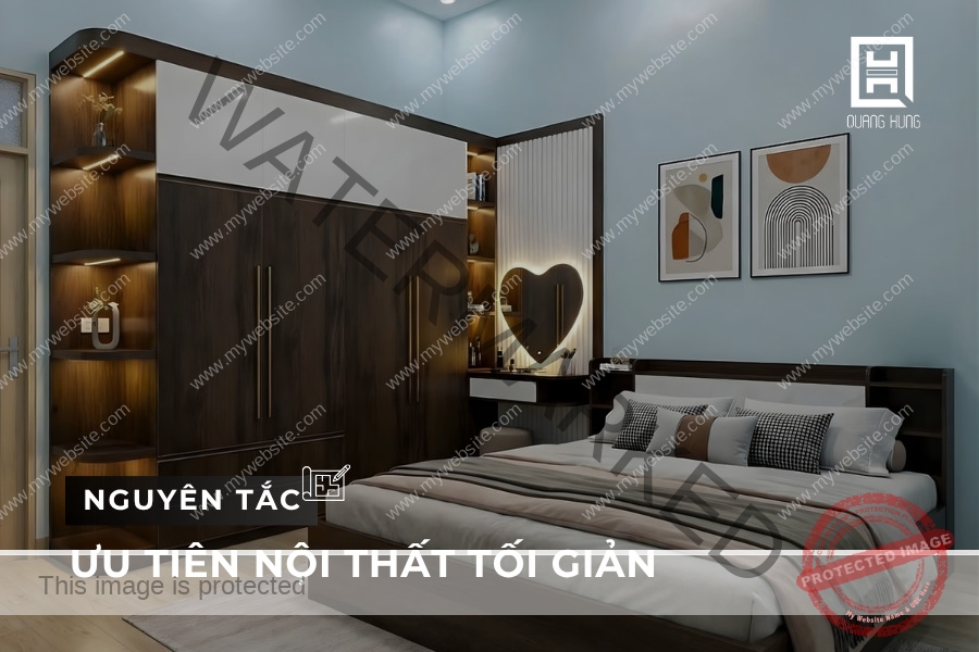 Thiết kế phòng ngủ 11m2 ưu tiên nội thất tối giản, đa năng