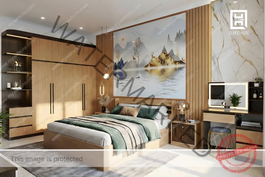 Thiết kế nội thất phòng ngủ 11m2 chất liệu nhựa cao cấp 
