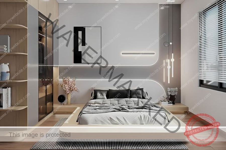 Phòng ngủ giường bệt phong cách Hàn Quốc