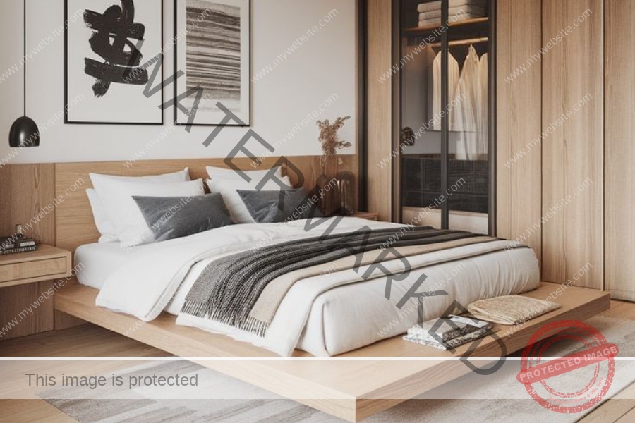 Phòng ngủ giường bệt tối giản 