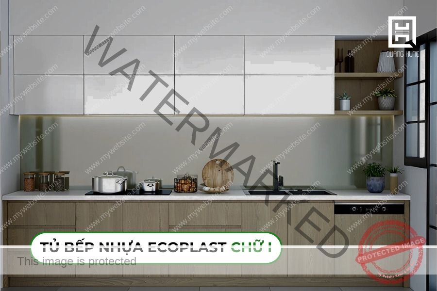 Mẫu tủ bếp Ecoplast chữ I