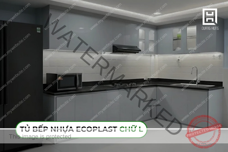 Mẫu tủ bếp Ecoplast chữ L