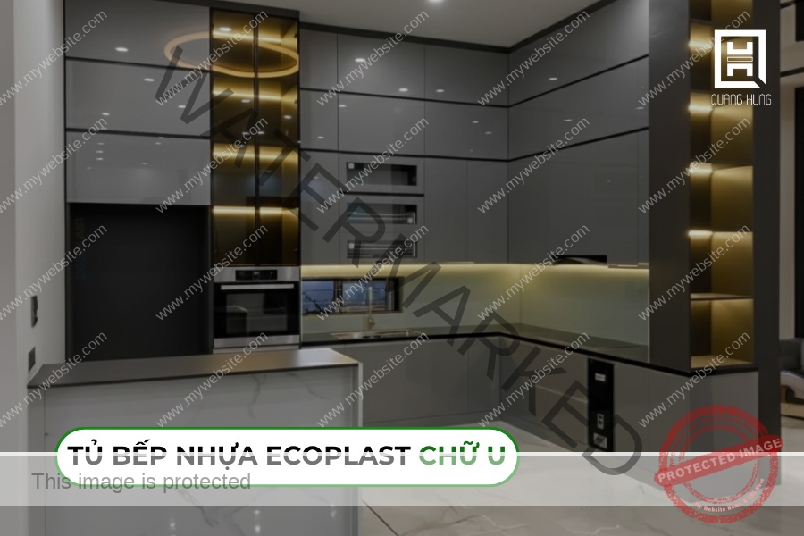 Mẫu tủ bếp Ecoplast chữ U