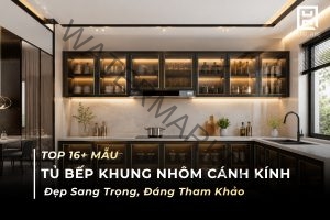 Tủ bếp nhựa khung nhôm cánh kính