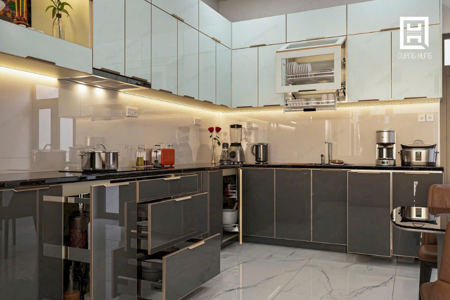 Mẫu tủ bếp tối giản phong cách hiện đại