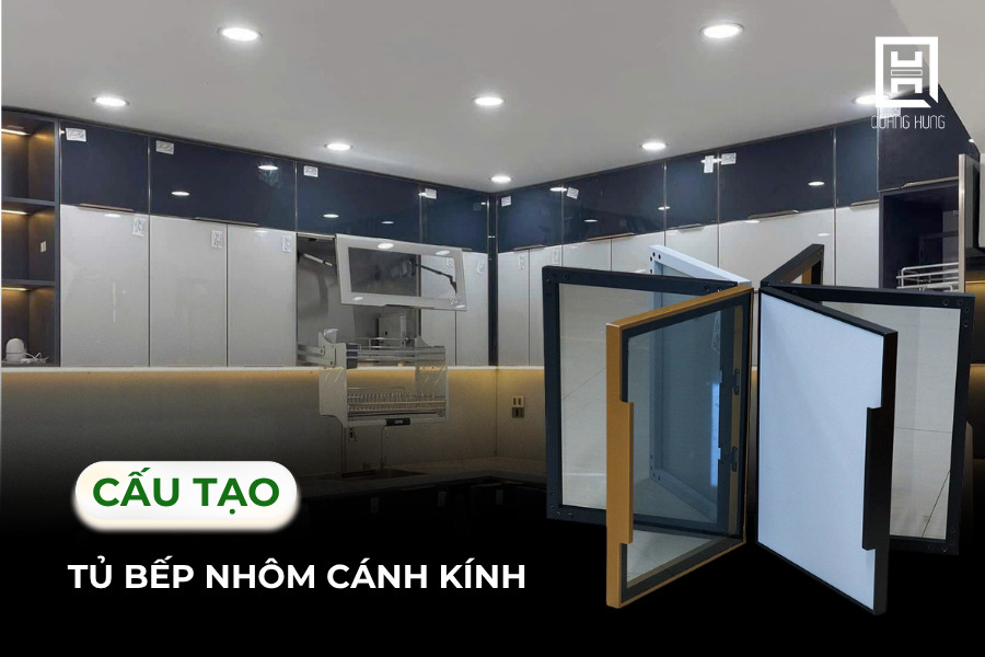 Cấu tạo của tủ bếp nhựa khung nhôm cánh kính