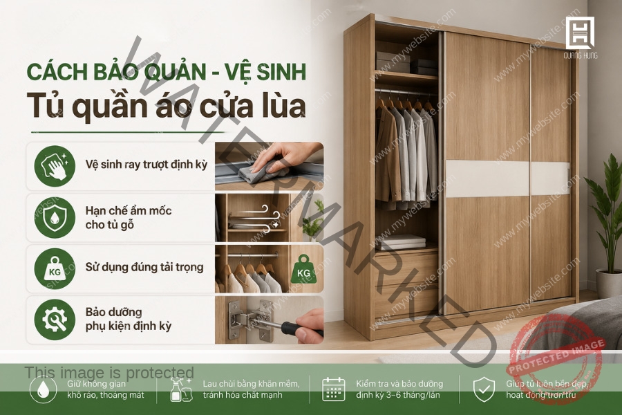 Cách bảo quản và vệ sinh tủ quần áo cửa lùa